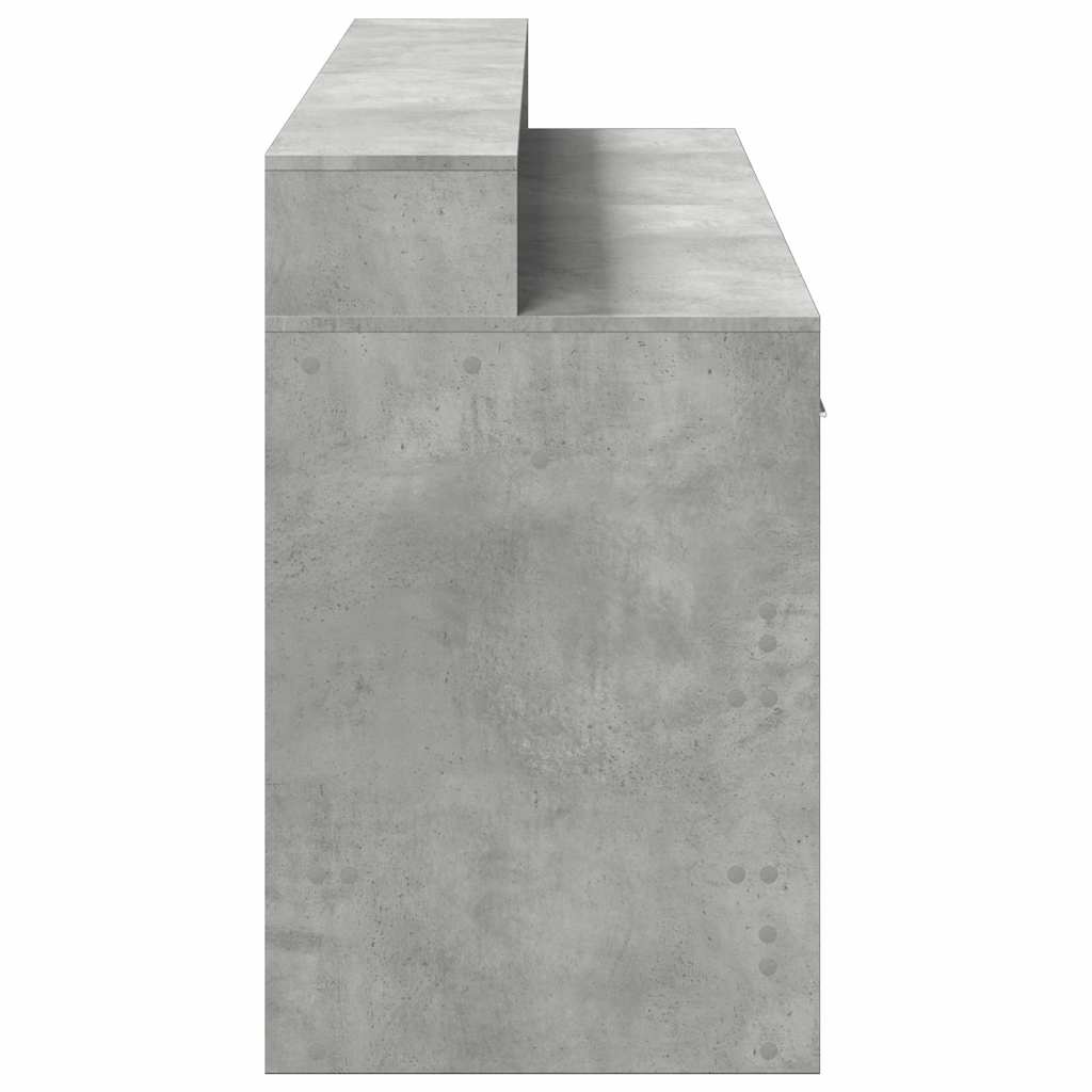 Bureau met LED-verlichting 160x55x91 cm bewerkt hout betongrijs – afbeelding 8