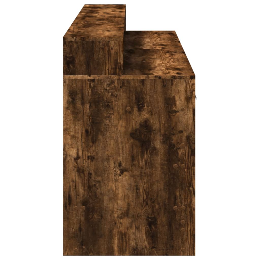 Bureau met LED-verlichting 160x55x91 cm hout gerookt eikenkleur – afbeelding 8