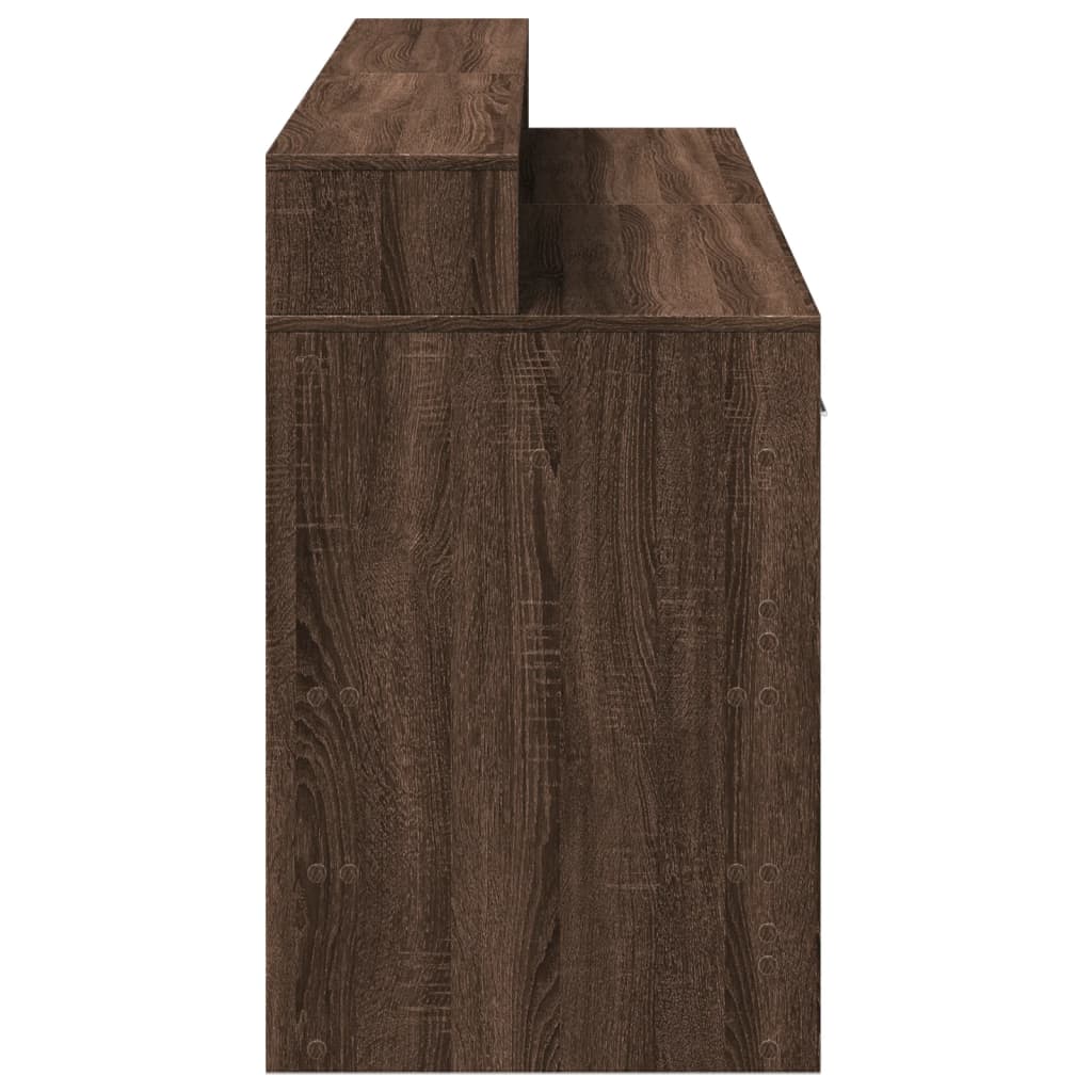 Bureau met LED-verlichting 160x55x91 cm hout bruin eikenkleurig – afbeelding 8