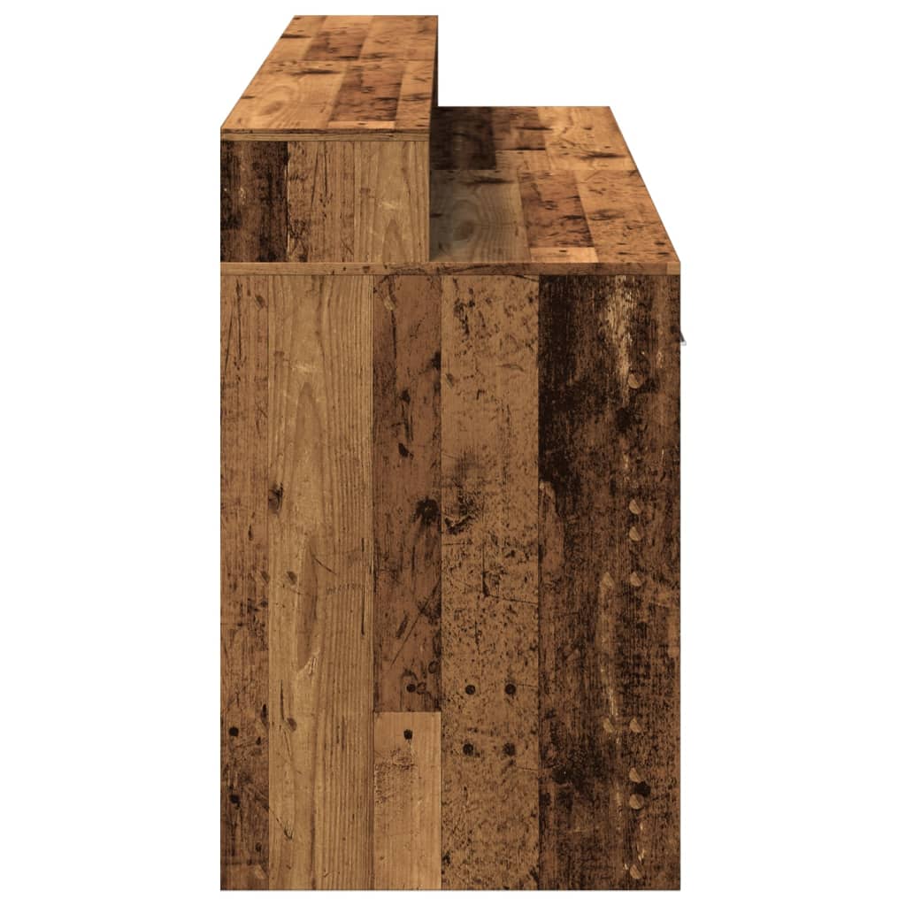 Bureau met LED-verlichting 160x55x91 cm bewerkt hout oud hout – afbeelding 8