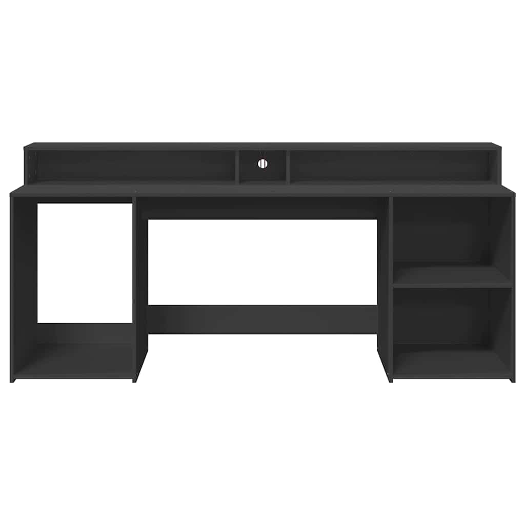 Bureau met LED-verlichting 200x55x91 cm bewerkt hout zwart – afbeelding 6