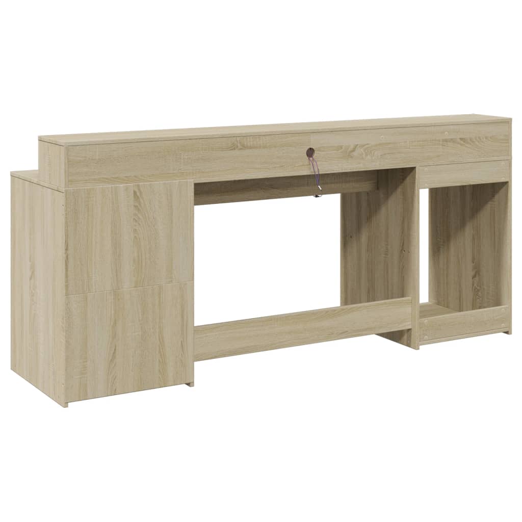 Bureau met LED-verlichting 200x55x91 cm hout sonoma eikenkleur – afbeelding 7