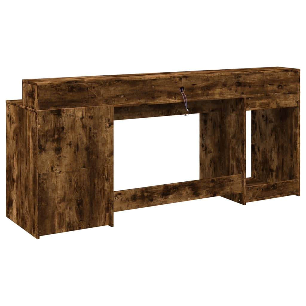 Bureau met LED-verlichting 200x55x91 cm hout gerookt eikenkleur – afbeelding 7
