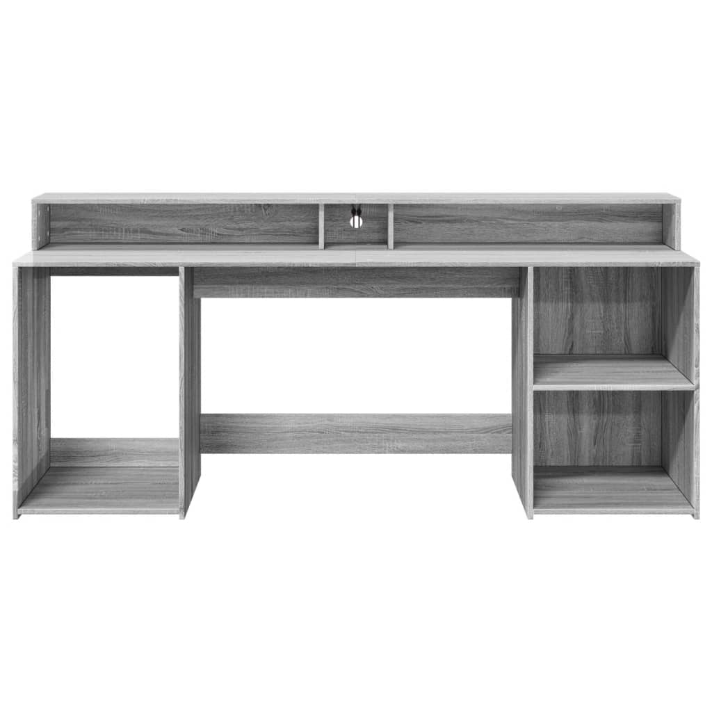 Bureau met LED-verlichting 200x55x91 cm hout grijs sonoma eiken – afbeelding 6