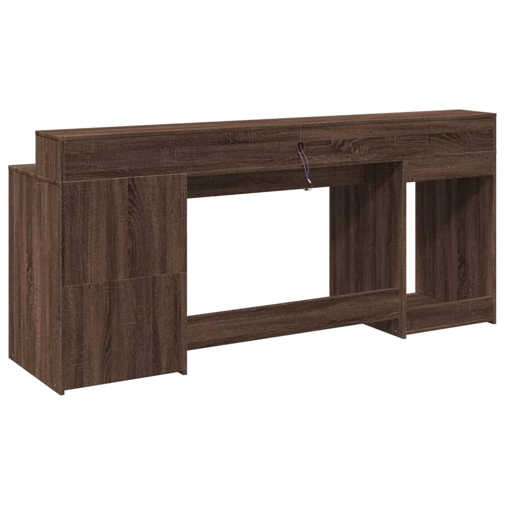 Bureau met LED-verlichting 200x55x91 cm hout bruin eikenkleurig – afbeelding 7