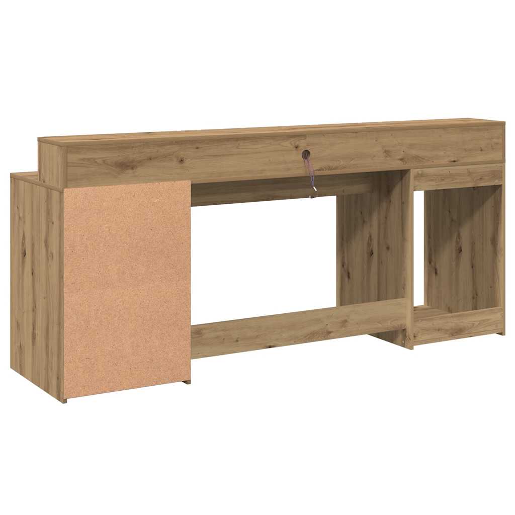 Bureau met LED-verlichting 200x55x91 cm hout artisanaal eiken – afbeelding 8