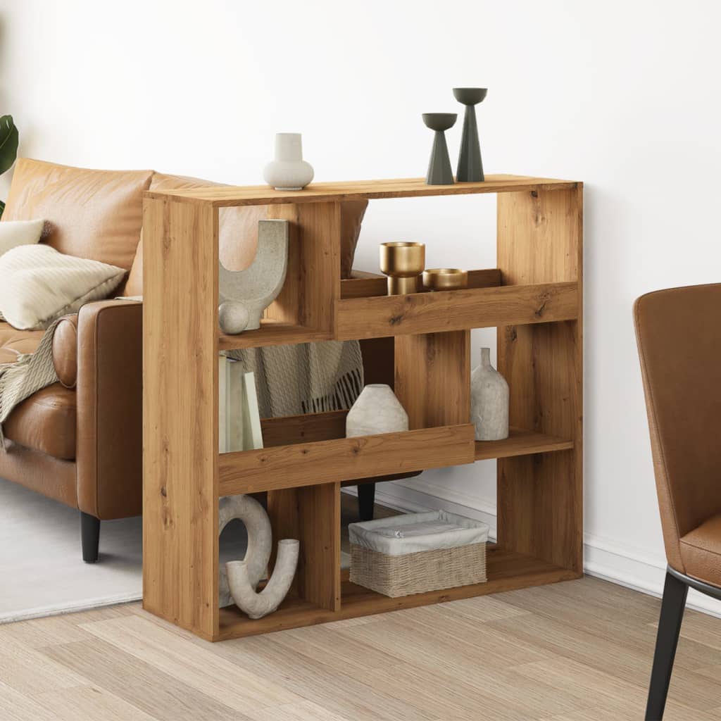 Kamerscherm 100x33x94,5 cm bewerkt hout artisanaal eikenkleur