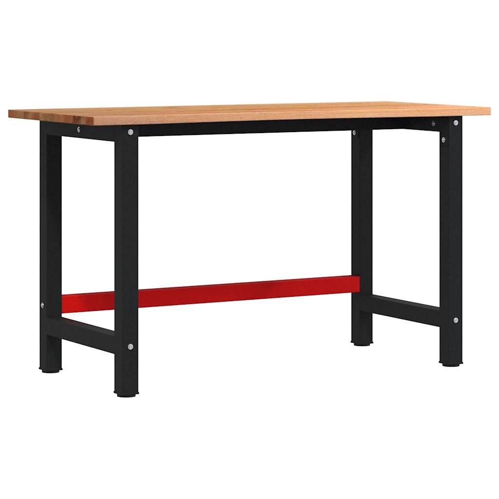 Werkbank 140x60x81,5 cm massief eikenhout lichtbruin – afbeelding 2
