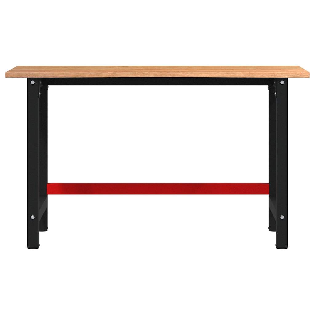 Werkbank 140x60x81,5 cm massief eikenhout lichtbruin – afbeelding 4