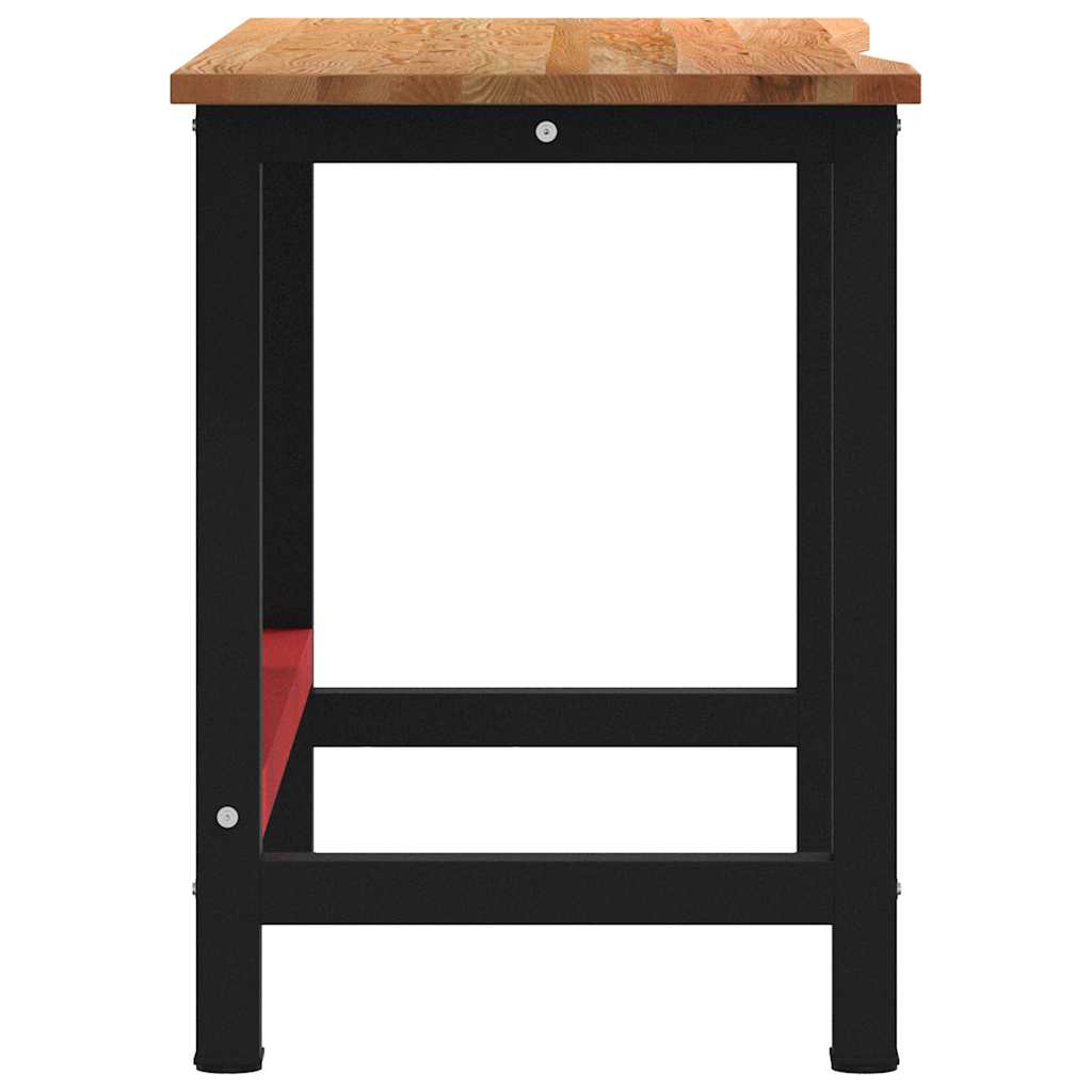 Werkbank 140x60x81,5 cm massief eikenhout lichtbruin – afbeelding 6