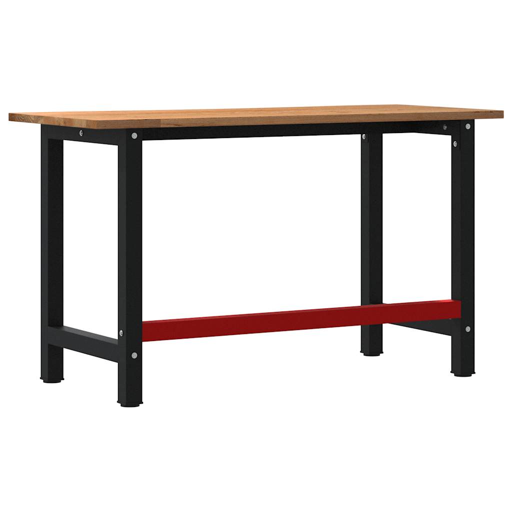 Werkbank 140x60x81,5 cm massief eikenhout lichtbruin – afbeelding 7