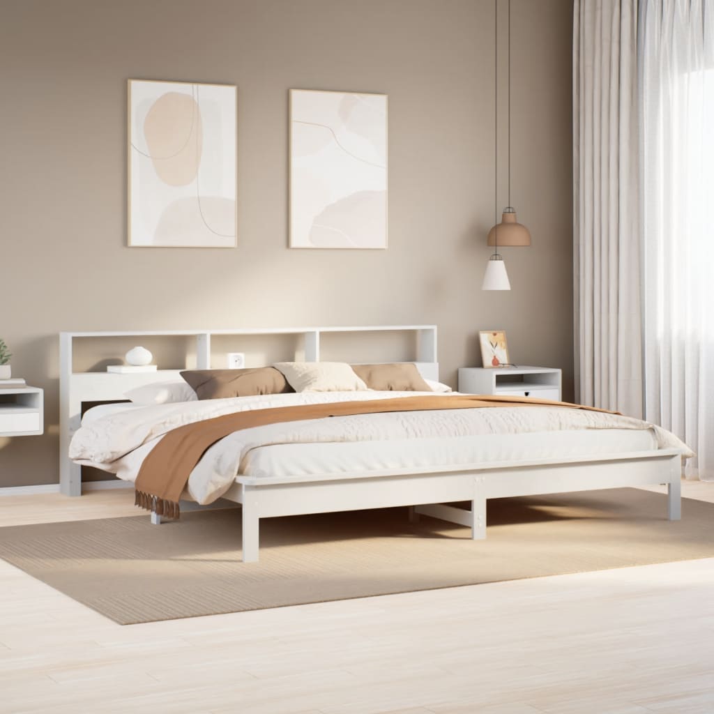 Bedframe zonder matras massief grenenhout wit 200x200 cm – afbeelding 1