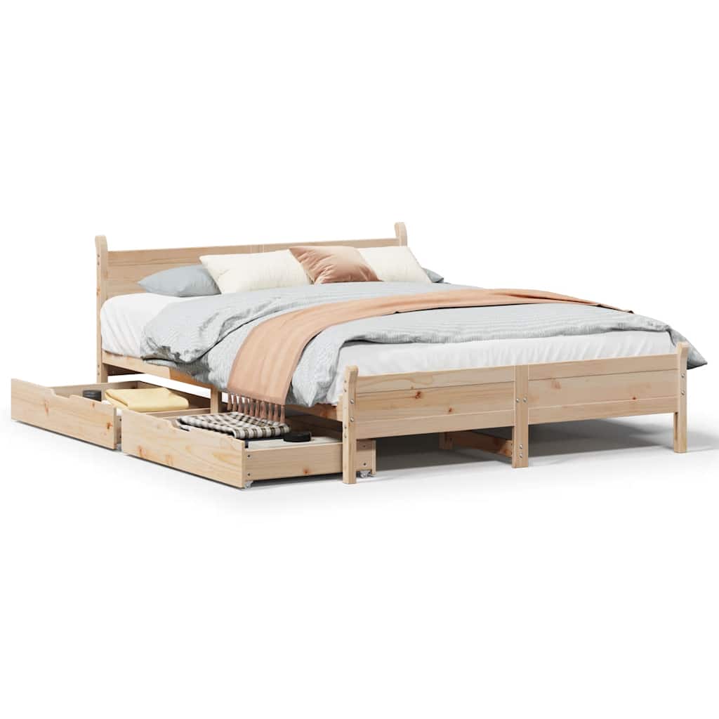 Bedframe zonder matras massief grenenhout 150x200 cm – afbeelding 2