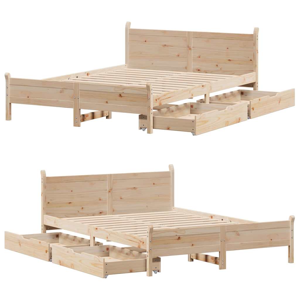 Bedframe zonder matras massief grenenhout 150x200 cm – afbeelding 9