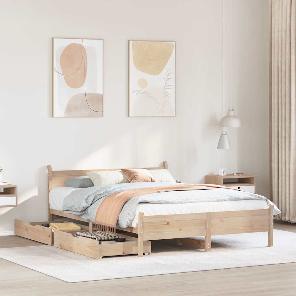 Bedframe zonder matras massief grenenhout 140x200 cm – afbeelding 1