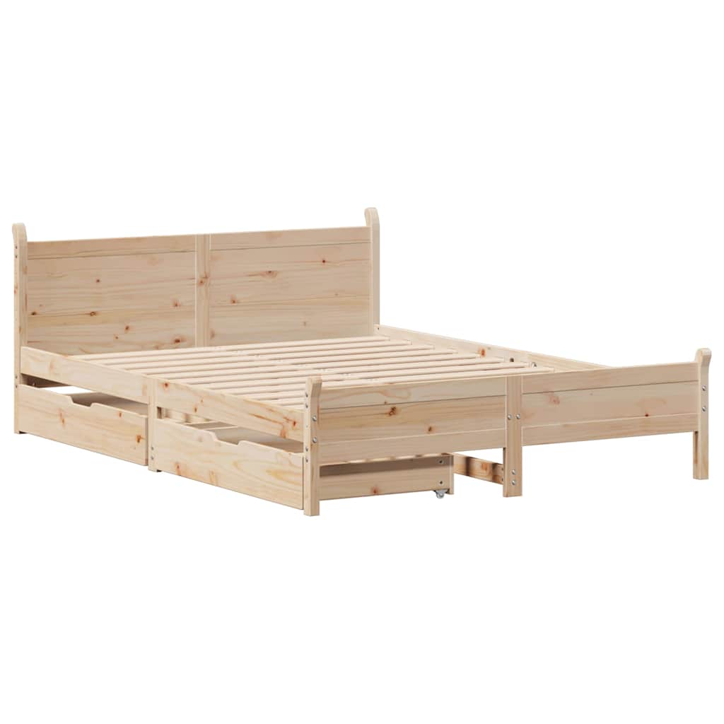 Bedframe zonder matras massief grenenhout 140x200 cm – afbeelding 3
