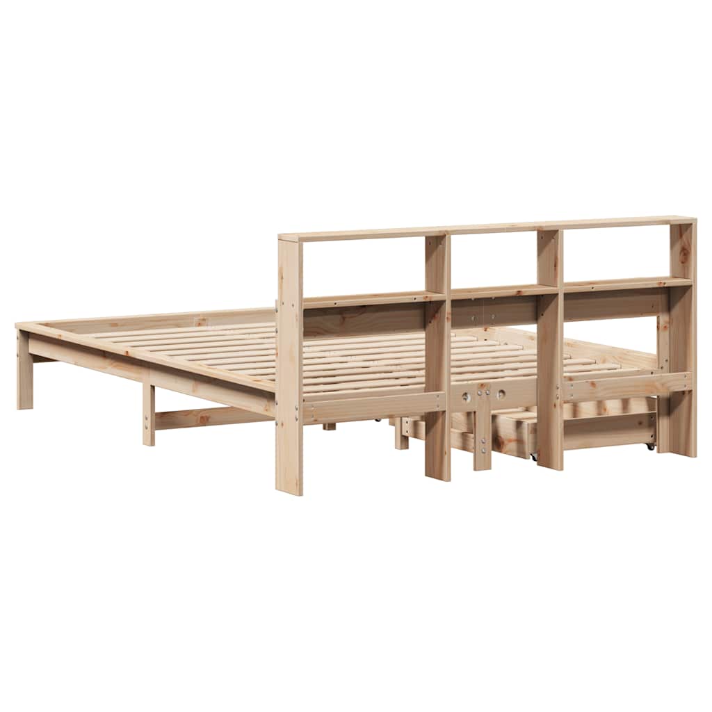 Bed met boekenkast zonder matras massief grenenhout 150x200 cm – afbeelding 6