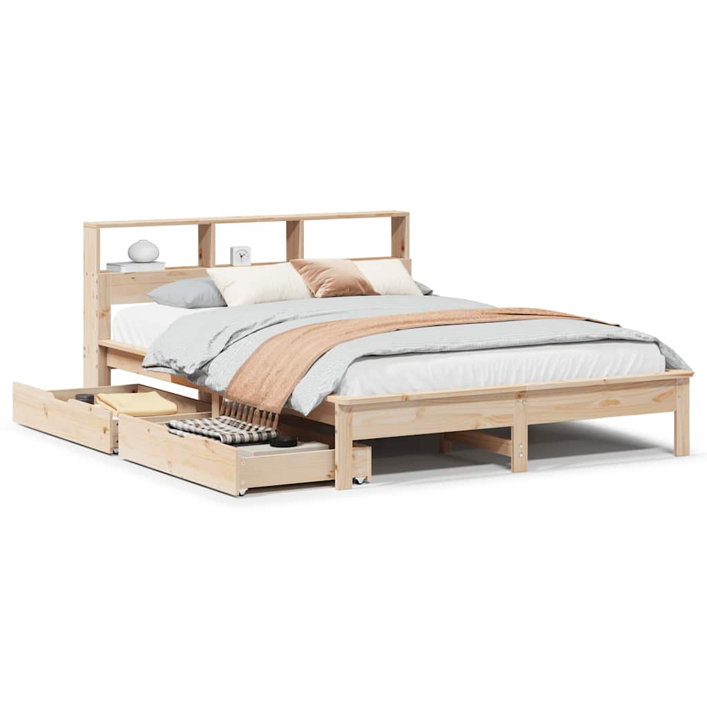 Bed met boekenkast zonder matras massief grenenhout 120x200 cm – afbeelding 2
