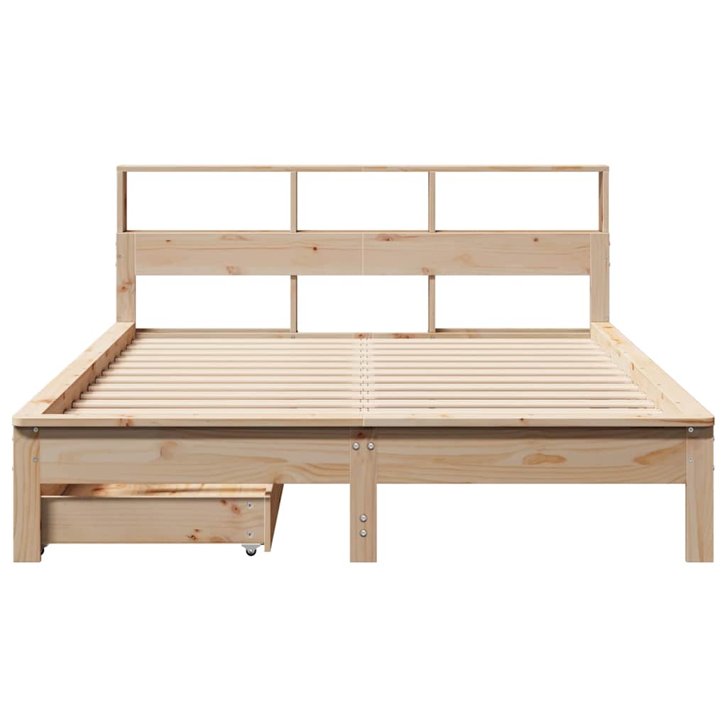 Bed met boekenkast zonder matras massief grenenhout 120x200 cm – afbeelding 4