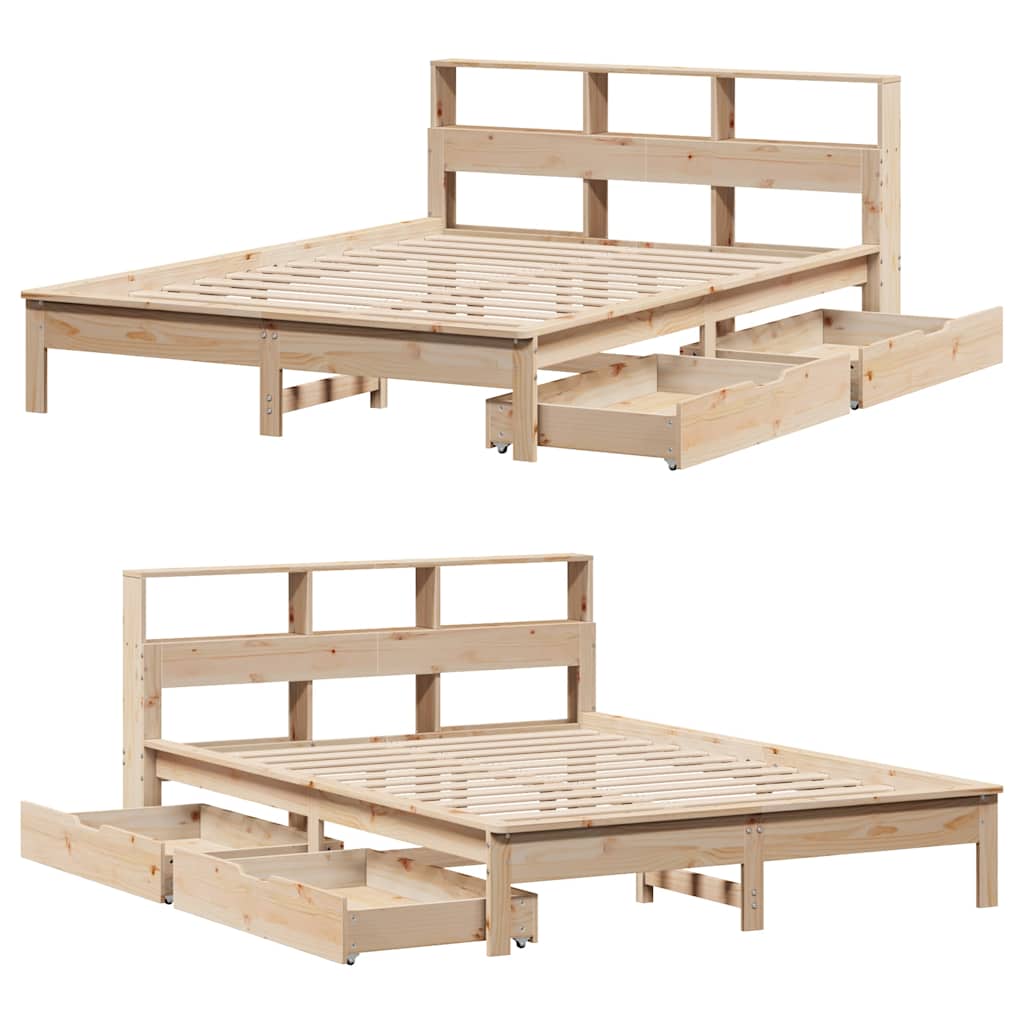 Bed met boekenkast zonder matras massief grenenhout 120x200 cm – afbeelding 9