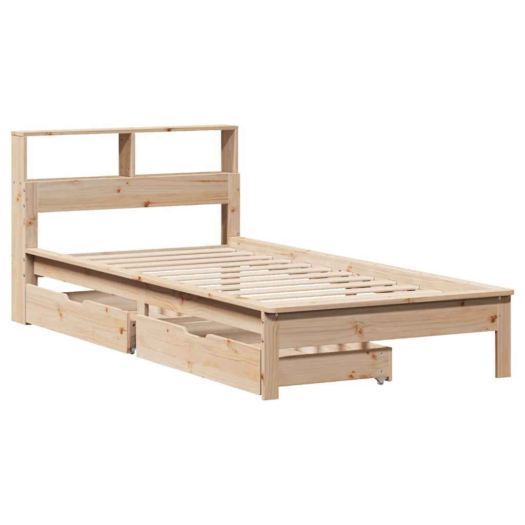 Bed met boekenkast zonder matras massief grenenhout 100x200 cm – afbeelding 3