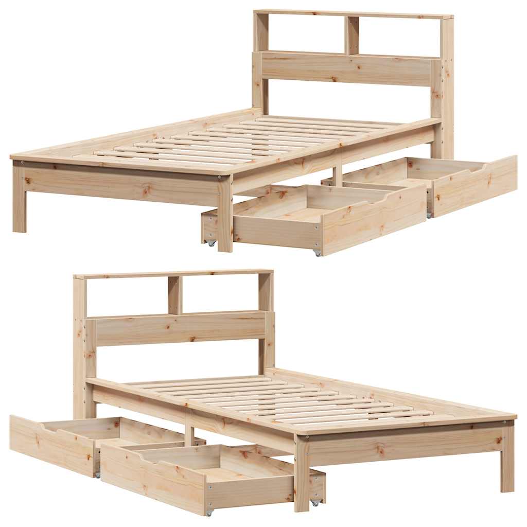 Bed met boekenkast zonder matras massief grenenhout 100x200 cm – afbeelding 9