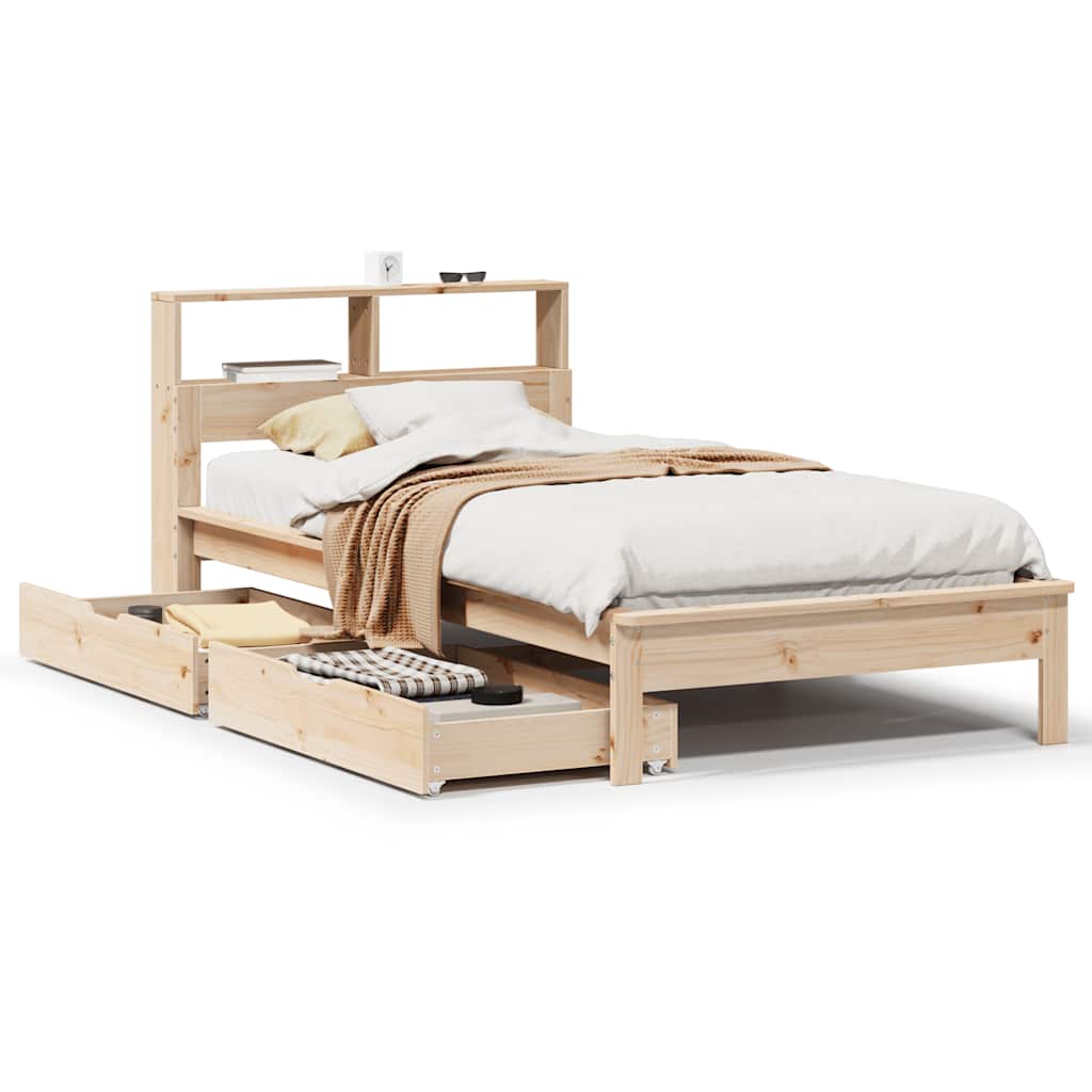 Bed met boekenkast zonder matras massief grenenhout 90x200 cm – afbeelding 2
