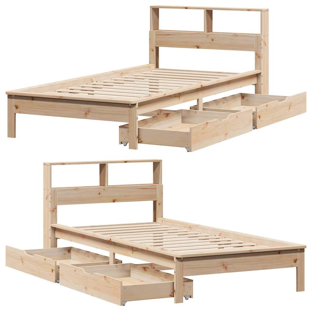 Bed met boekenkast zonder matras massief grenenhout 90x200 cm – afbeelding 9