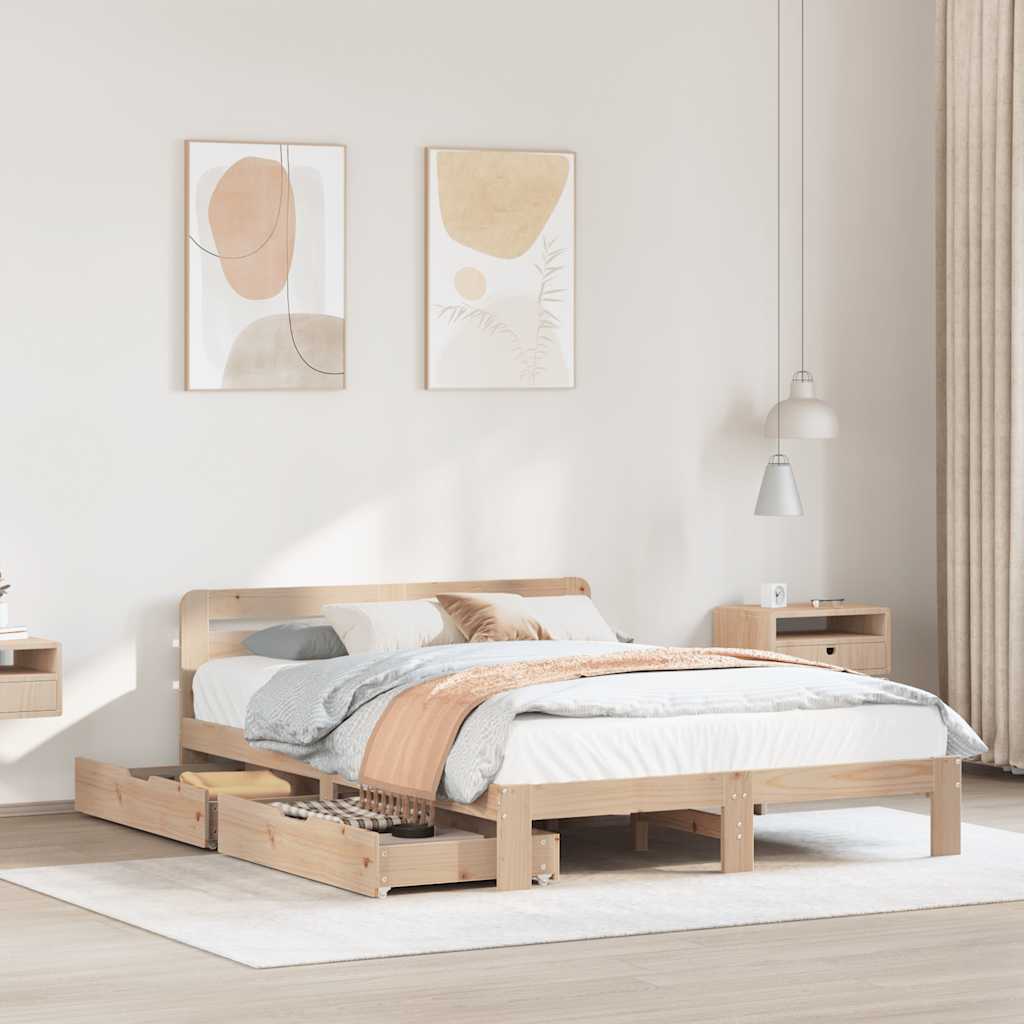 Bedframe zonder matras massief grenenhout 150x200 cm – afbeelding 1