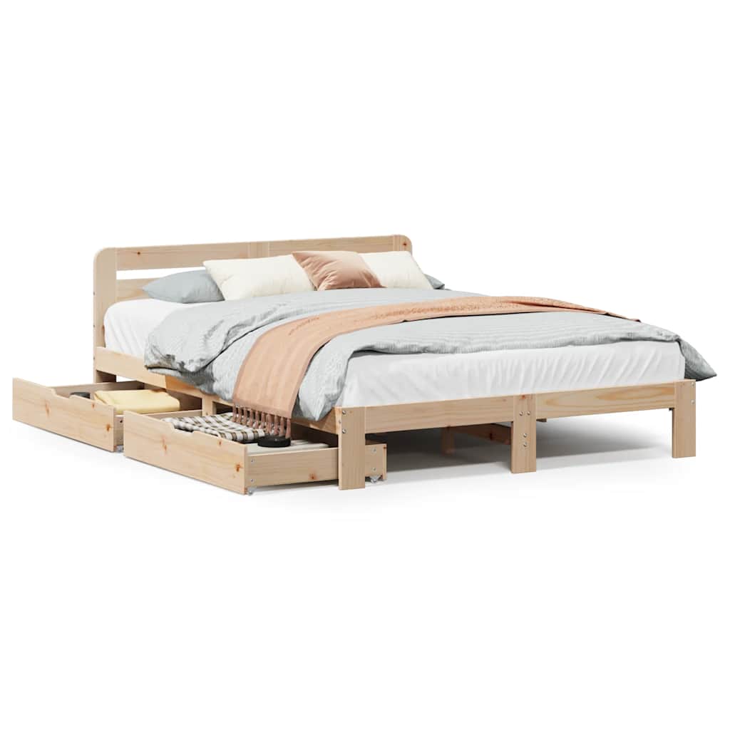 Bedframe zonder matras massief grenenhout 150x200 cm – afbeelding 2