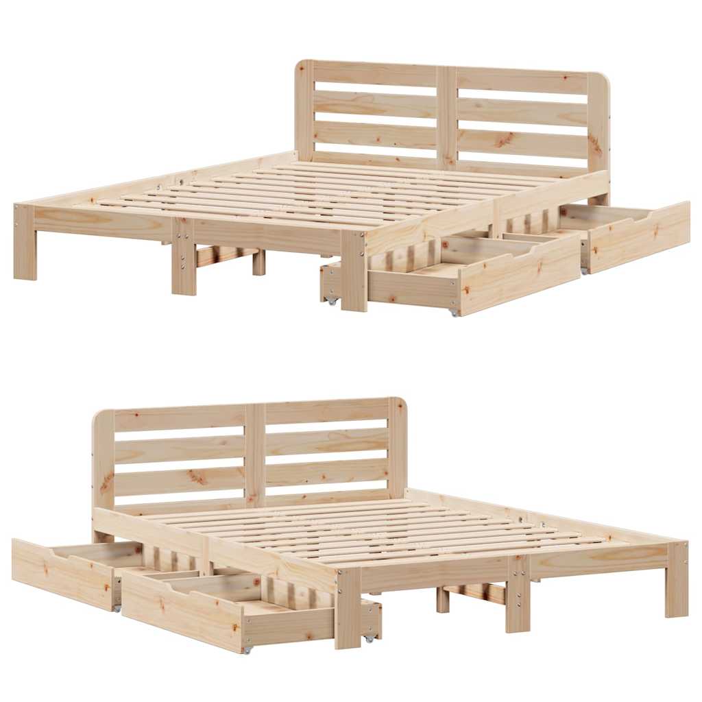 Bedframe zonder matras massief grenenhout 150x200 cm – afbeelding 9