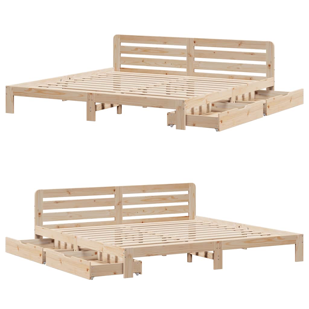Bedframe zonder matras massief grenenhout 200x200 cm – afbeelding 9