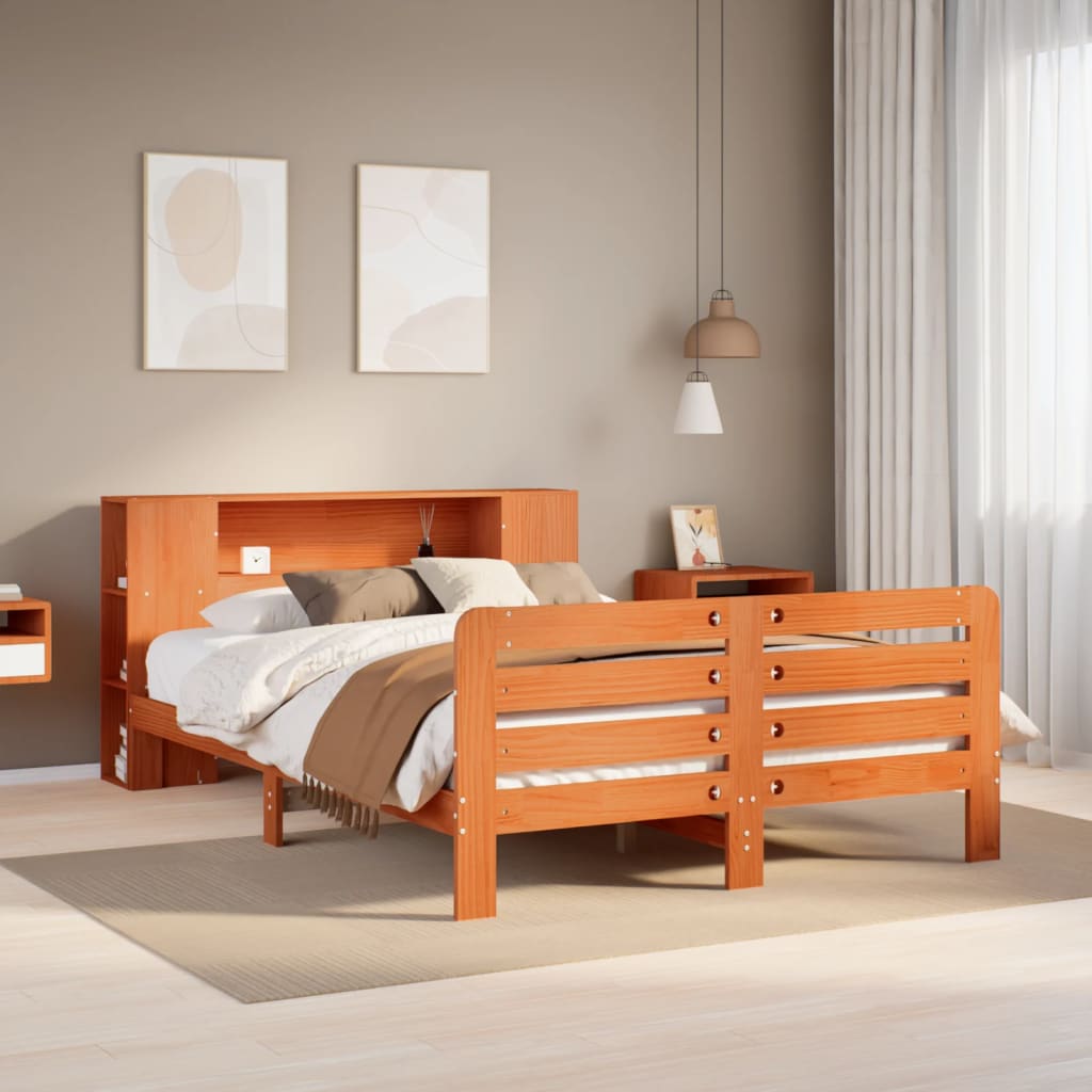 Bedframe zonder matras massief grenenhout wasbruin 150x200 cm – afbeelding 1