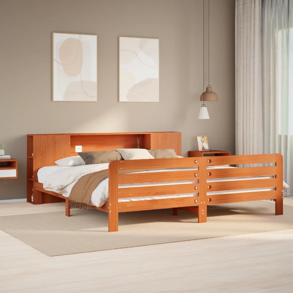 Bedframe zonder matras massief grenenhout wasbruin 180x200 cm – afbeelding 1