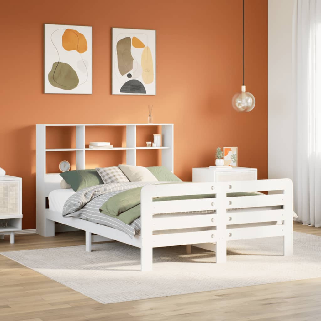 Bedframe zonder matras massief grenenhout wit 160x200 cm – afbeelding 1
