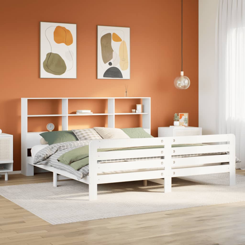 Bedframe zonder matras massief grenenhout wit 180x200 cm – afbeelding 1