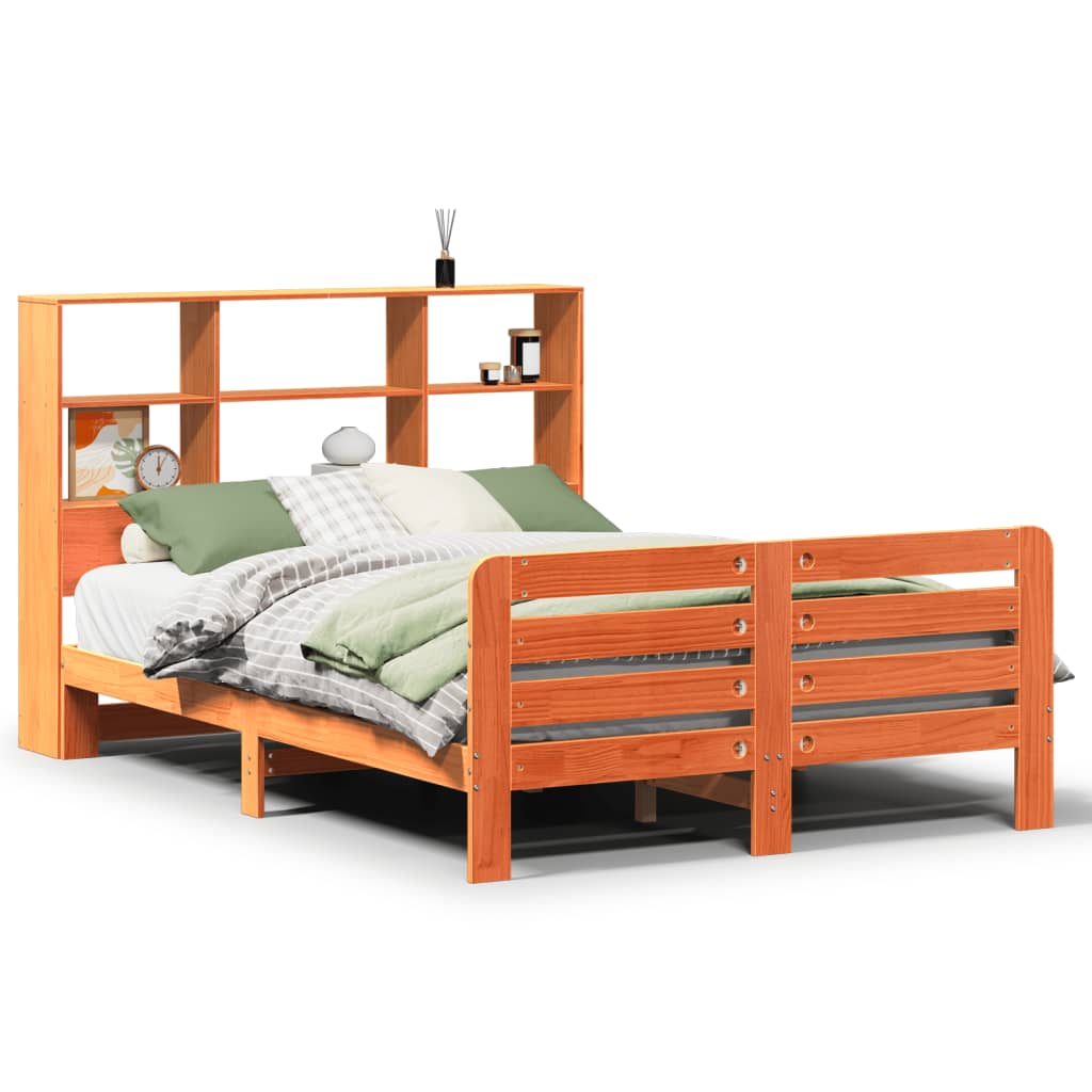 Bed met matras massief grenenhout wasbruin 140x190 cm – afbeelding 2