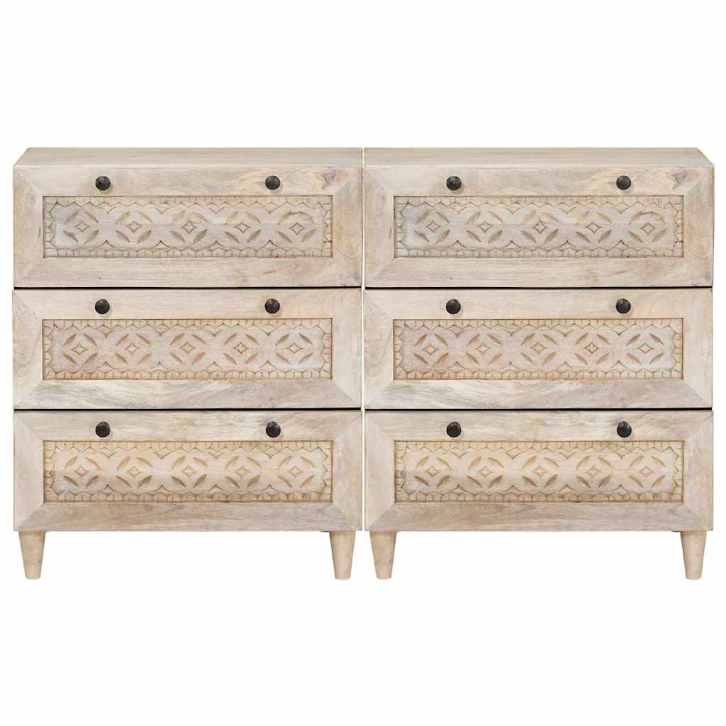 Dressoir 2 pcs Wit 120 x 33,5 x 75 cm massief mangohout – afbeelding 4