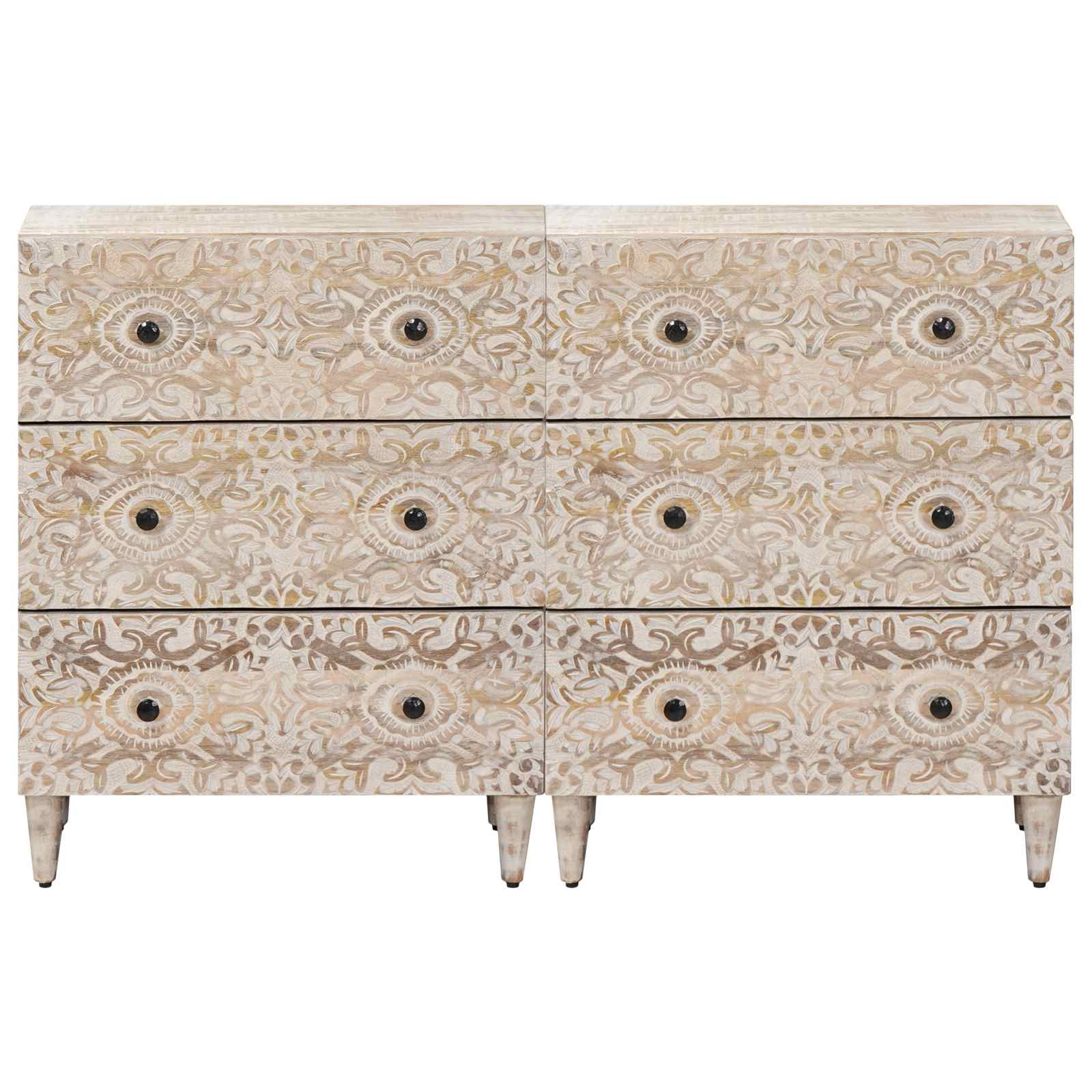 Dressoir 2 pcs Wit 60 x 33,5 x 75 cm Massief Mango Hout – afbeelding 4