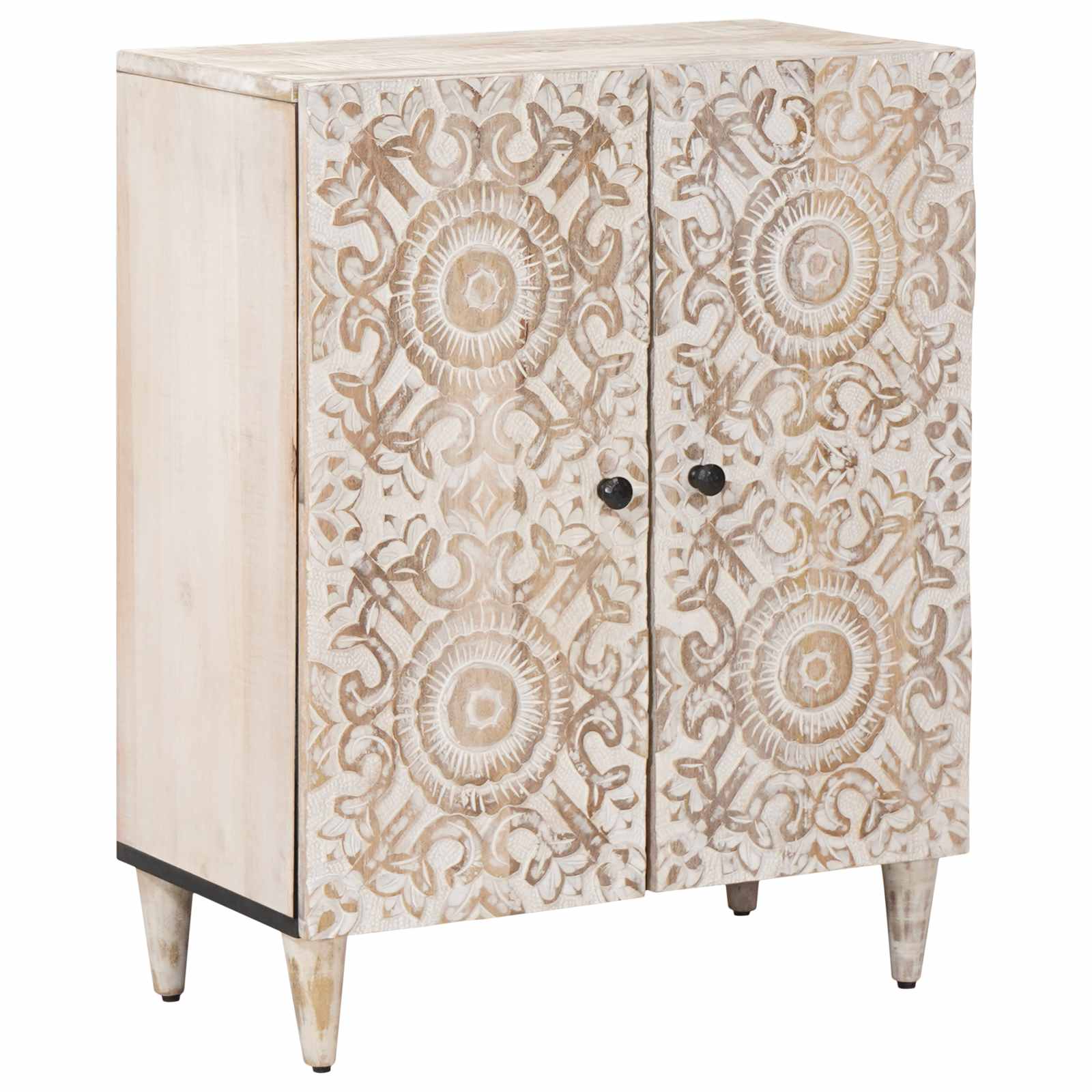 Dressoir 3 pcs Wit 60 x 33,5 x 75 cm Massief Mango Hout – afbeelding 3