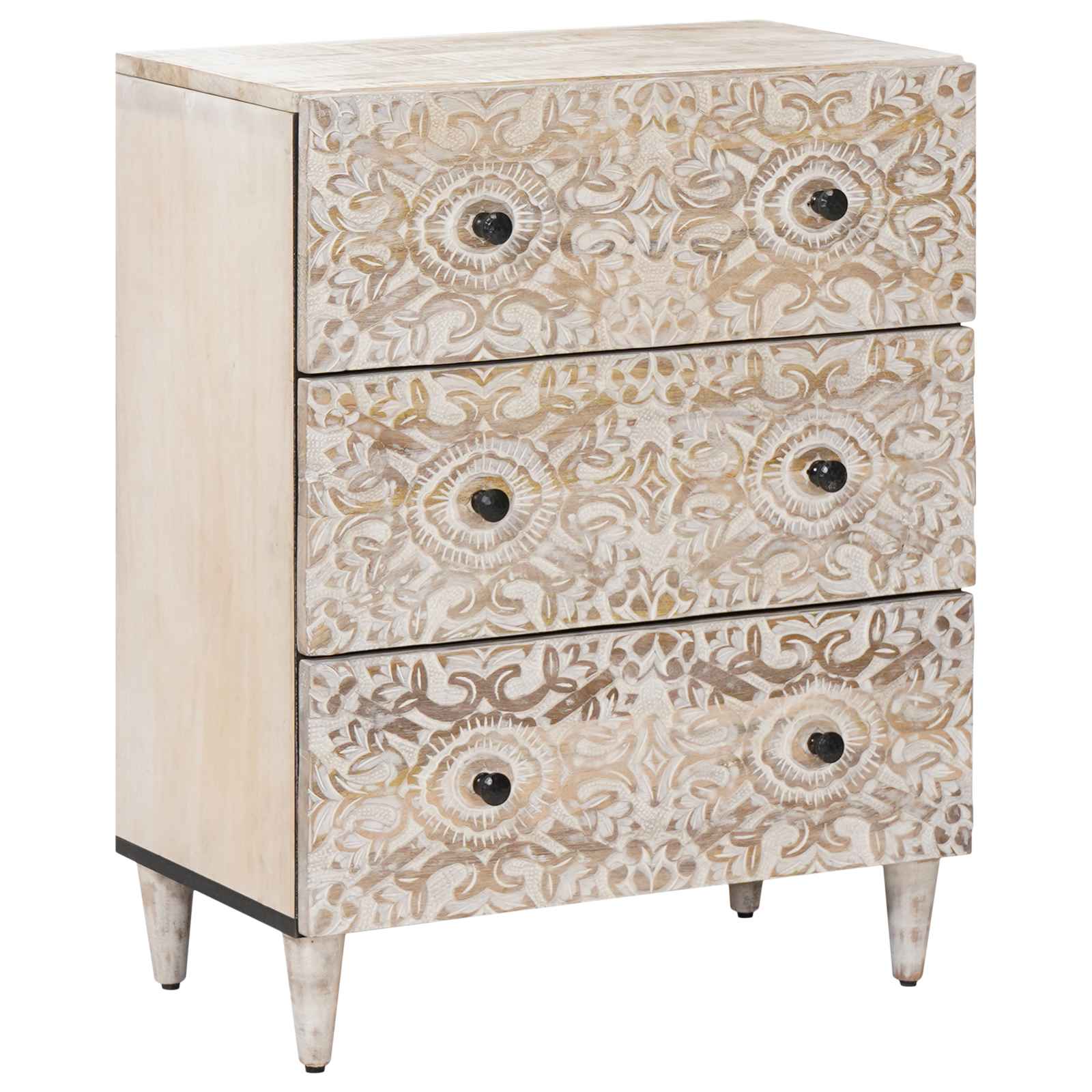 Dressoir 3 pcs Wit 60 x 33,5 x 75 cm Massief Mango Hout – afbeelding 4