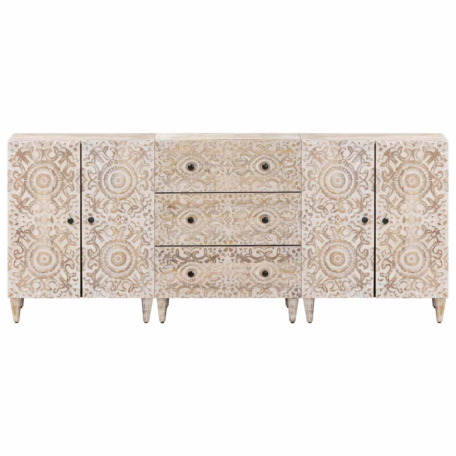 Dressoir 3 pcs Wit 60 x 33,5 x 75 cm Massief Mango Hout – afbeelding 5