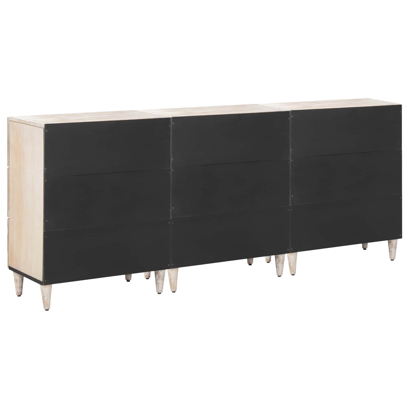 Dressoir 3 pcs Wit 60 x 33,5 x 75 cm Massief Mango Hout – afbeelding 6