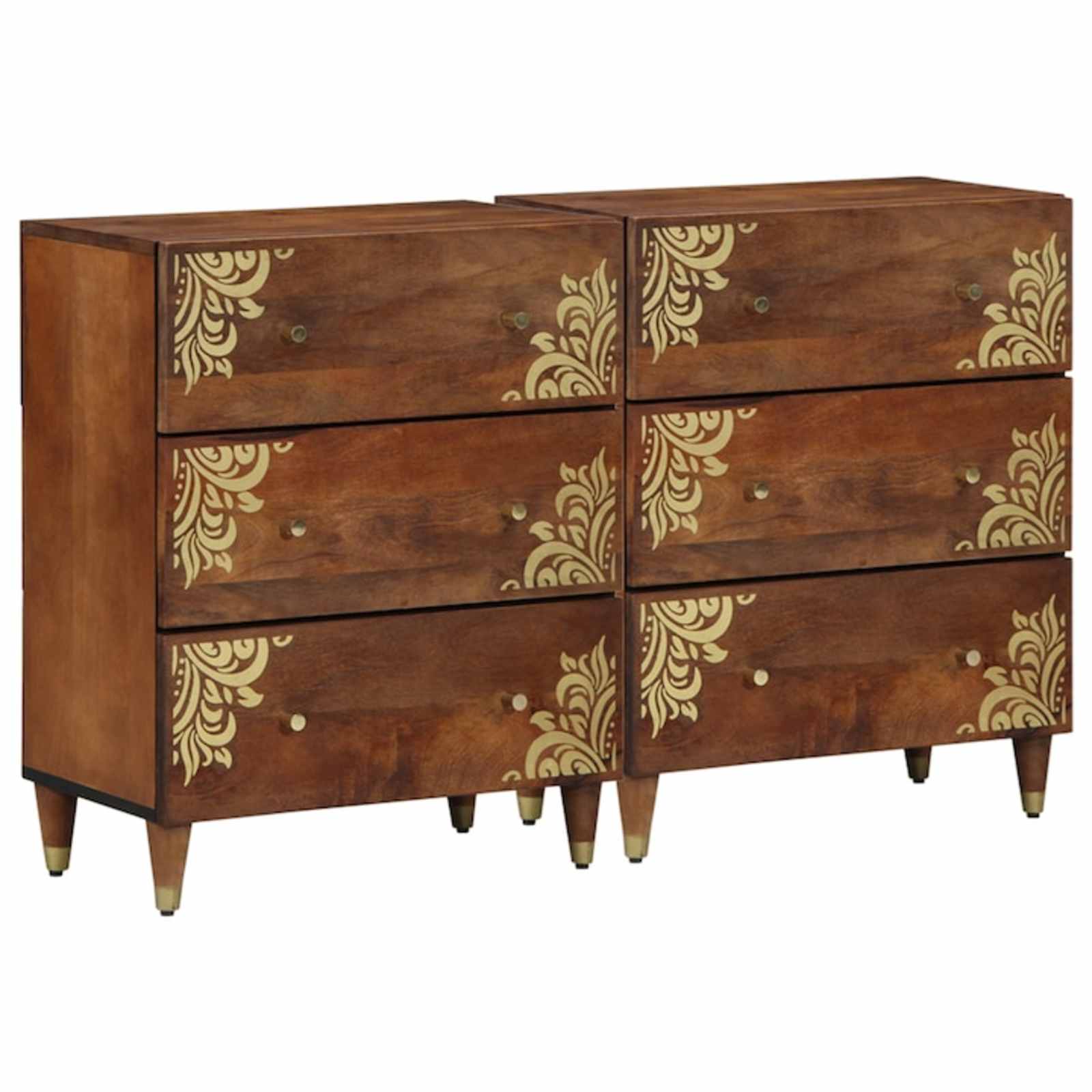 Dressoir 2 pcs Honingbruin 60 x 33 x 75 cm Massief Mango Hout