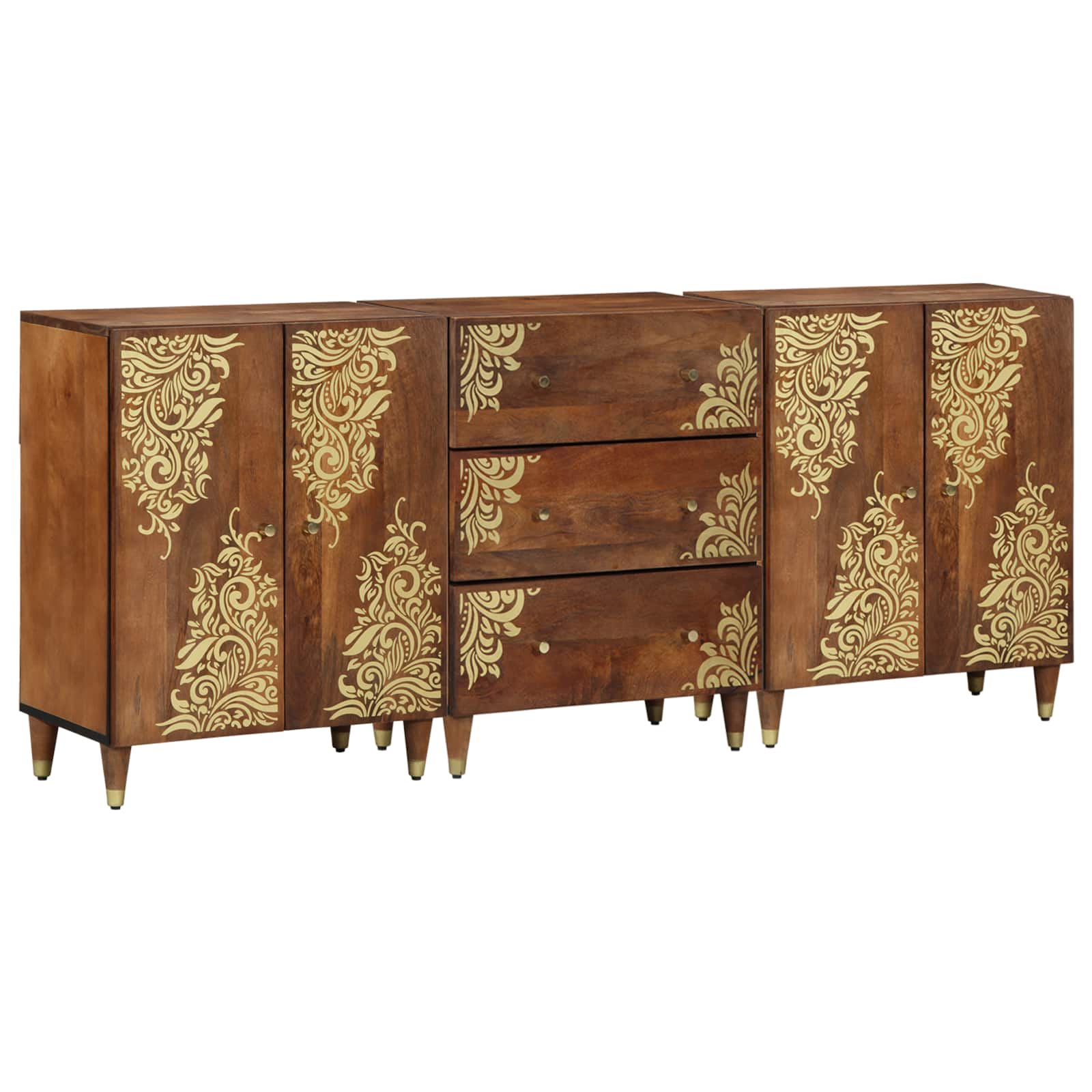Badkamerkastenset 3 pcs Honingbruin en goud 180 x 33 x 75 cm