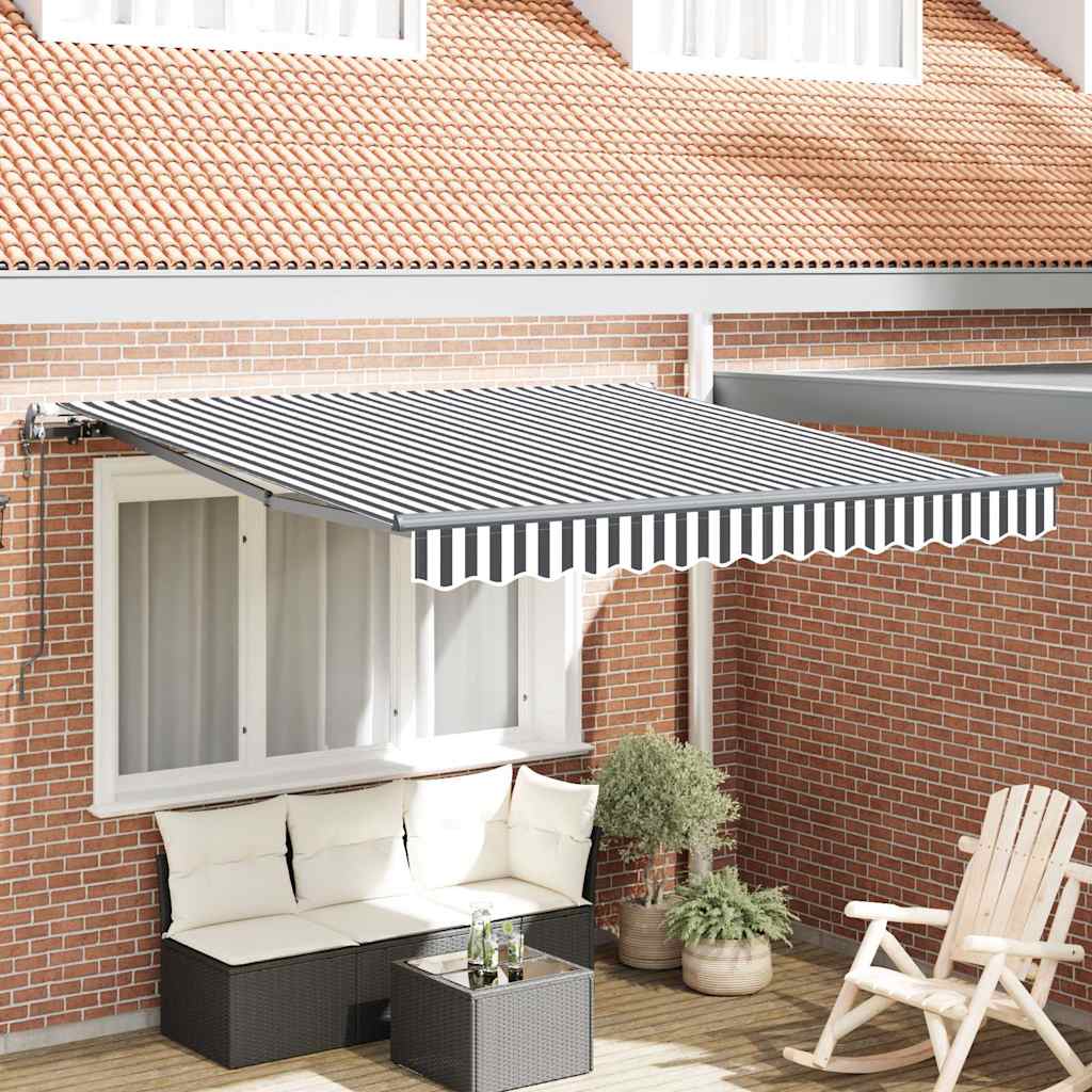 Luifel automatisch uittrekbaar 300x250 cm antraciet en wit