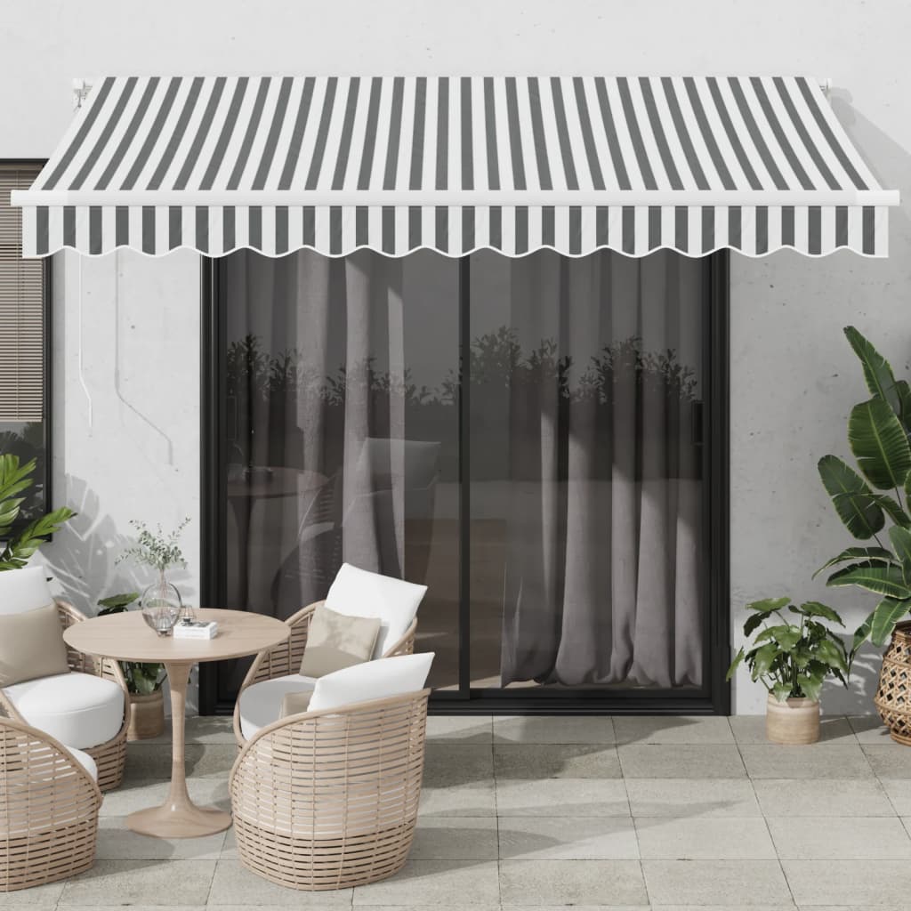 Luifel automatisch uittrekbaar 350x250 cm antracietkleur en wit – afbeelding 1