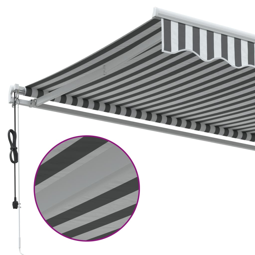 Luifel automatisch uittrekbaar 350x250 cm antracietkleur en wit – afbeelding 7