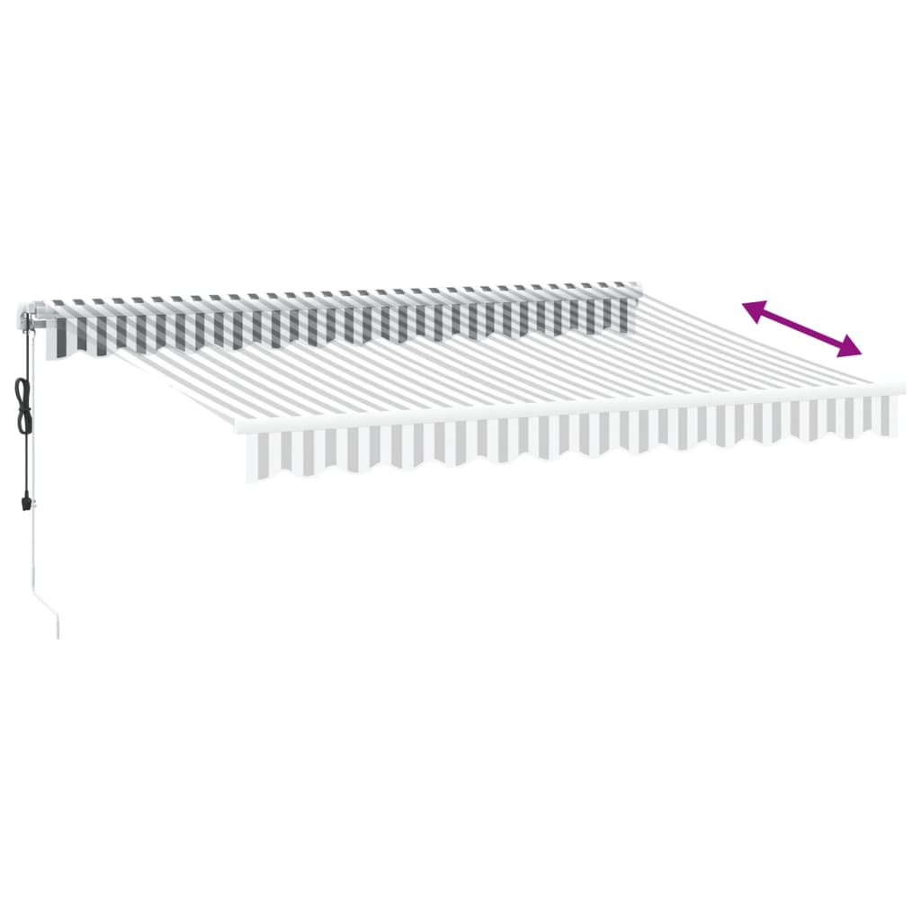 Luifel automatisch uittrekbaar 350x250 cm antracietkleur en wit – afbeelding 9