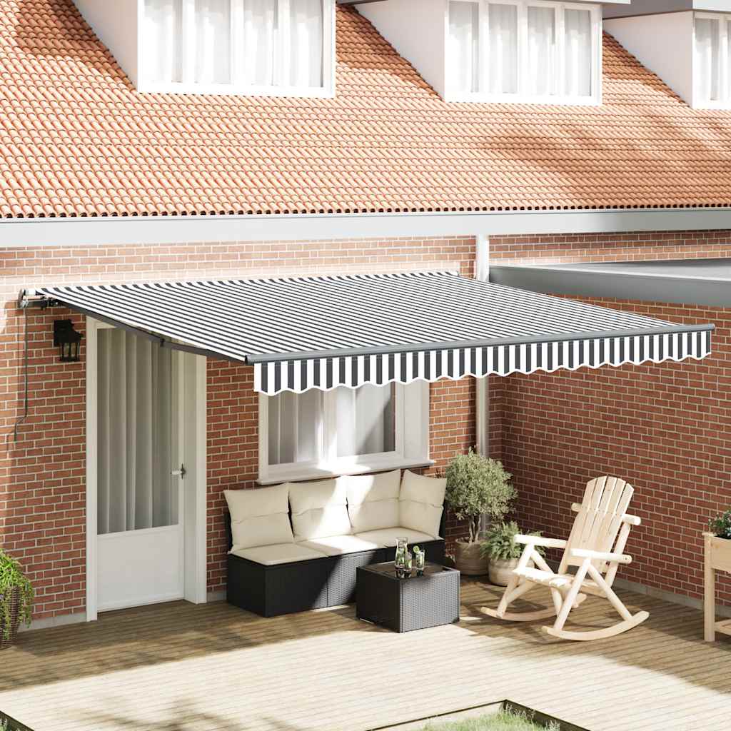 Luifel handmatig uittrekbaar 400x300 cm antracietkleurig en wit